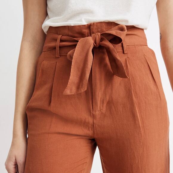 MADEWELL Linen Blend High Rise Crop Pants Rust 0 - Picture 11 of 11